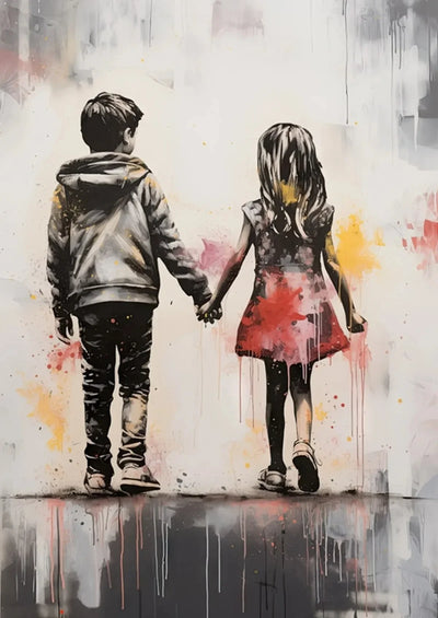 Banksy Graffiti Boy Girl with Balloon on Canvas Posters Prints Pop Street Wall Art Painting for Living Room Home Decor Cuadros