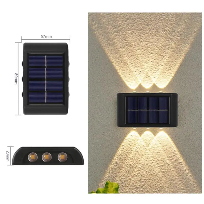 Outdoor Lighting Black Solar Energy Waterproof Outdoor Lamp Quality Ambience Wall Lamp Energy Saving 4led Nightlight Waterproof