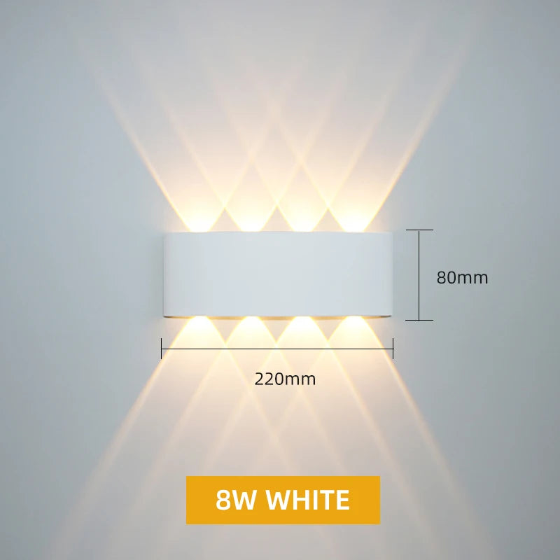 Aluminum LED Wall Lamp Waterproof IP65 Outdoor Garden Lights 8W 12W Interior Wall Light for Bedroom Living Room Stairs Lighting