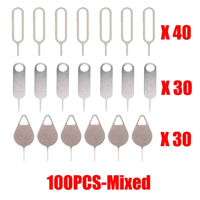 100-1PCS Metal Eject Sim Card Tray Open Pin Key Tool for IPhone 14 13 SamSung Xiaomi Apple IPad Tablet Universal Removal Needle