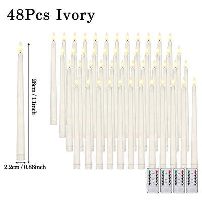 120-12Pcs Flameless Taper Candles Battery Operated LED Candle Flickering Candles Faux Candle Halloween Christmas Wedding Decor