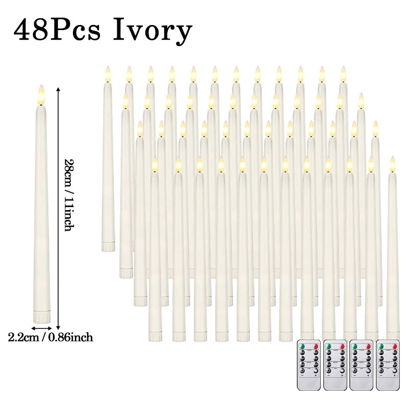 120-12Pcs Flameless Taper Candles Battery Operated LED Candle Flickering Candles Faux Candle Halloween Christmas Wedding Decor