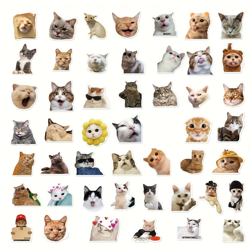 50pcs Cheap Cartoon Cute Funny Cat Series Graffiti Stickers Suitable for Desktop Wall Room Decoration DIY Sticker Pack Wholesale