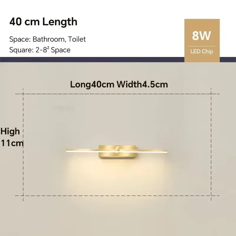 Modern LED Wall Light Bathroom Hardwares Wall Lamp Three Colors Lights Aluminum Led Bathroom Bath Mirror Line Lamp Make Up light