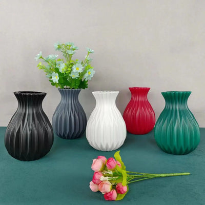 1 PCS Nordic Flower Vase Imitation Ceramic Plastic Flower Vase Living Room Desktop Decoration Wedding Centerpiece Arrangement