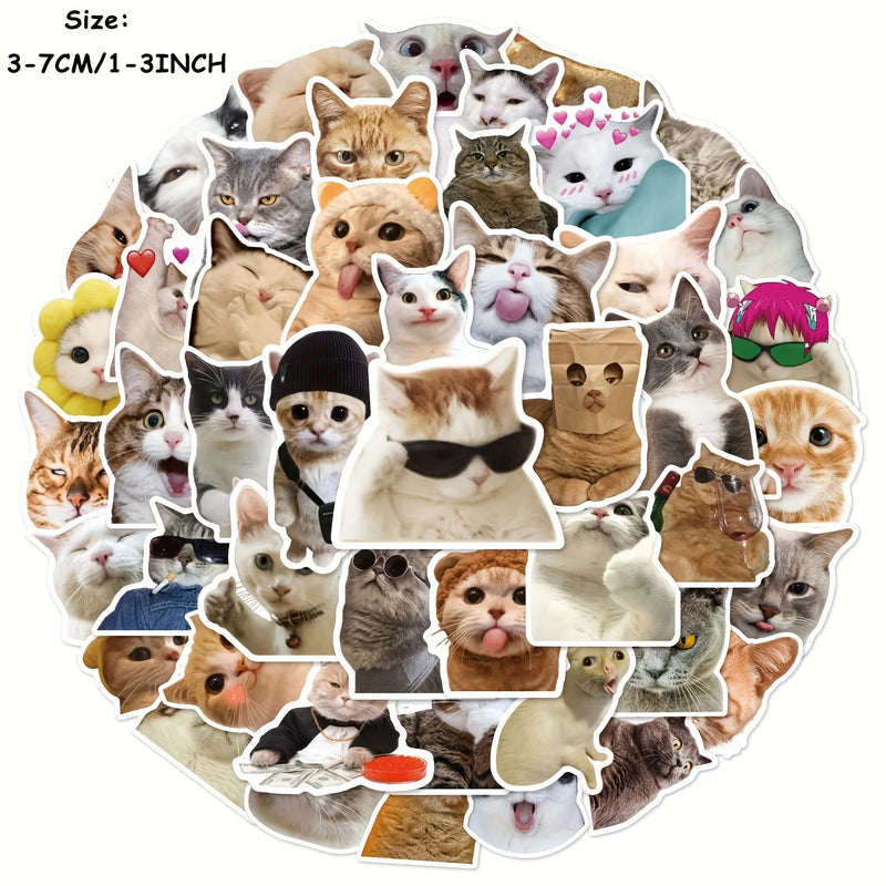 50pcs Cheap Cartoon Cute Funny Cat Series Graffiti Stickers Suitable for Desktop Wall Room Decoration DIY Sticker Pack Wholesale