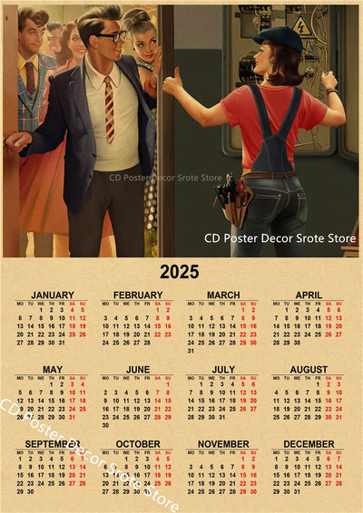 USSR CCCP 2025 Calendar Poster Celebrity Aesthetic Prints Posters Wall Art Retro Painting Home Room Cafe Club Dorm Wall Decor