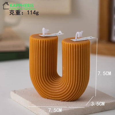 U Shaped Candle Scented Candles Ribbed Aesthetic Home Decorative Candles Smokeless Personalized Candles Guest Gift Lot