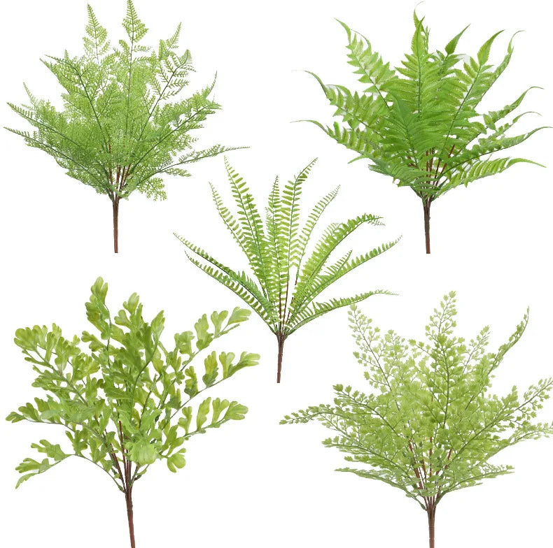 10PCS 45CM Artificial Plants Fake Boston Fern Greenery Outdoor UV Resistant Faux Plastic Plants Garden Porch Window Box Decor