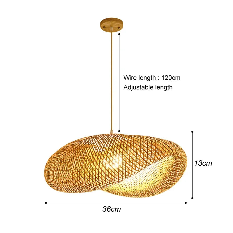 Bamboo Hanging Lamp Pendant Ceiling Light Rattan Wicker Lustre Hand Knit Braiding Suspended Home Dining люстра потолочная