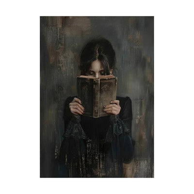 Victorian Woman Reading Bookish Wall Art Canvas Paintings on the Wall Art Poster and Print Dark Academia Picture Room Decor