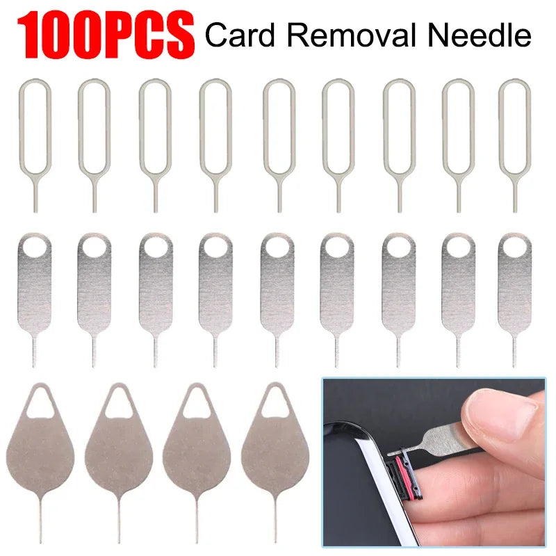 100-1PCS Metal Eject Sim Card Tray Open Pin Key Tool for IPhone 14 13 SamSung Xiaomi Apple IPad Tablet Universal Removal Needle