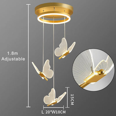 Butterfly Led Chandelier Lighting Bedroom Bedside Background Acrylic Pendant Lamp Home Deco Hanging Celing Light Fixtures