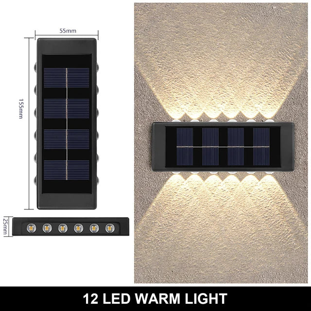 Solar Wall Lamp Outdoor Warm Light Waterproof Up And Down Luminous Lighting Balcony Yard Garden Decoration Lights Exterior Wall