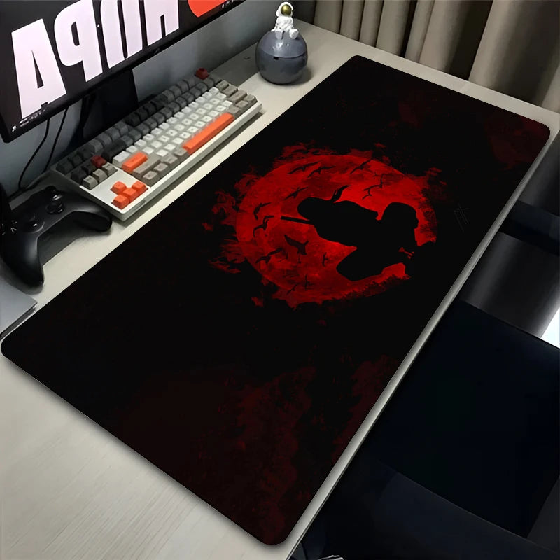 Japan Cool Anime Mouse Pad Laptop Red Moon Gaming Keyboard Rug XL N-narutoS Mousepad PC I-itachi Gamer U-uchiha Cabinet Desk Mat