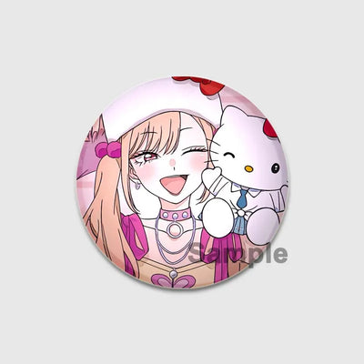 32/44/58mm Anime My Dress-Up Darling Round Pin Cartoon Character Badge Role Play Handmade Tinplate Brooch for Clothes Decoration