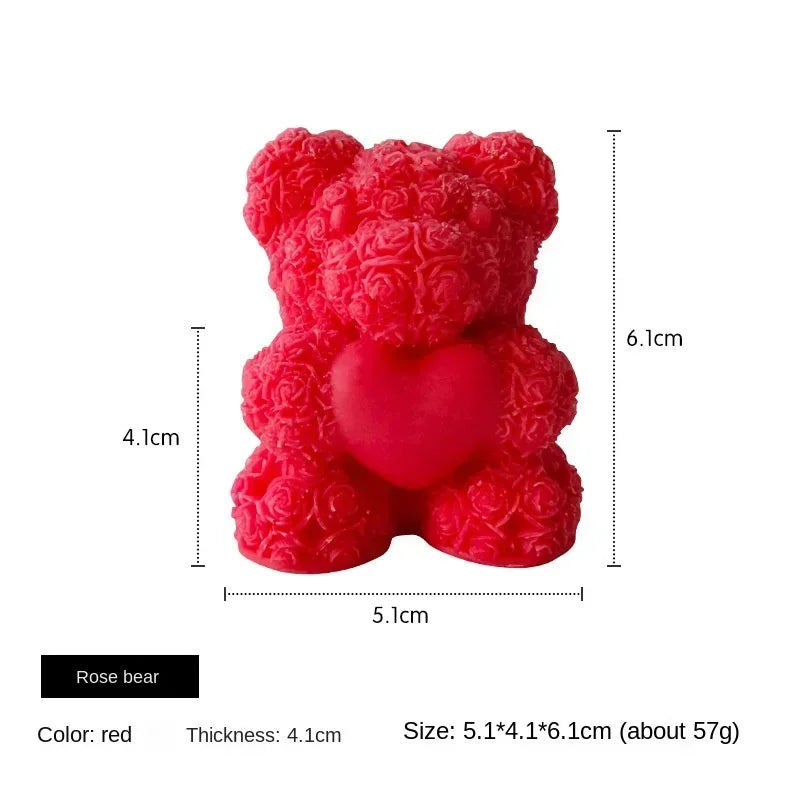 2025 New Arrival Handmade DIY Rose Bear Scented Candle Creative Bedroom Decoration Valentine&