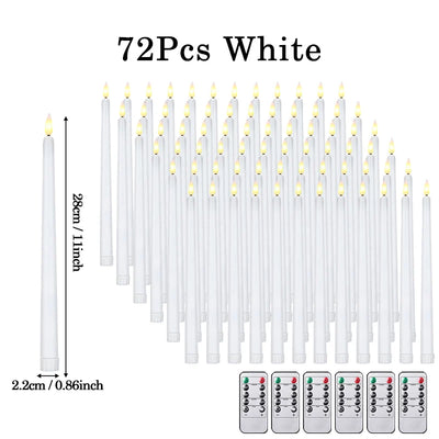 120-12Pcs Flameless Taper Candles Battery Operated LED Candle Flickering Candles Faux Candle Halloween Christmas Wedding Decor