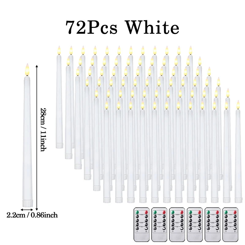 120-12Pcs Flameless Taper Candles Battery Operated LED Candle Flickering Candles Faux Candle Halloween Christmas Wedding Decor