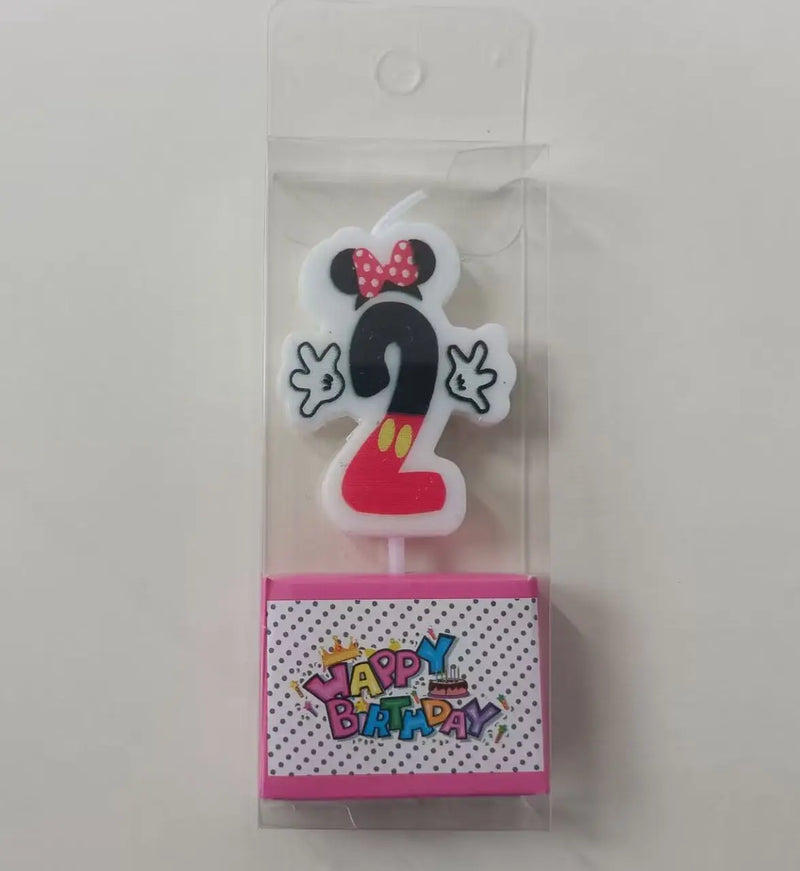 Hot Happy Birthday Number 0-9 Candles Cartoon Mickey Minnie Mouse Candle Cake Cupcake Topper Party Decoration Supplies DIY Gifts