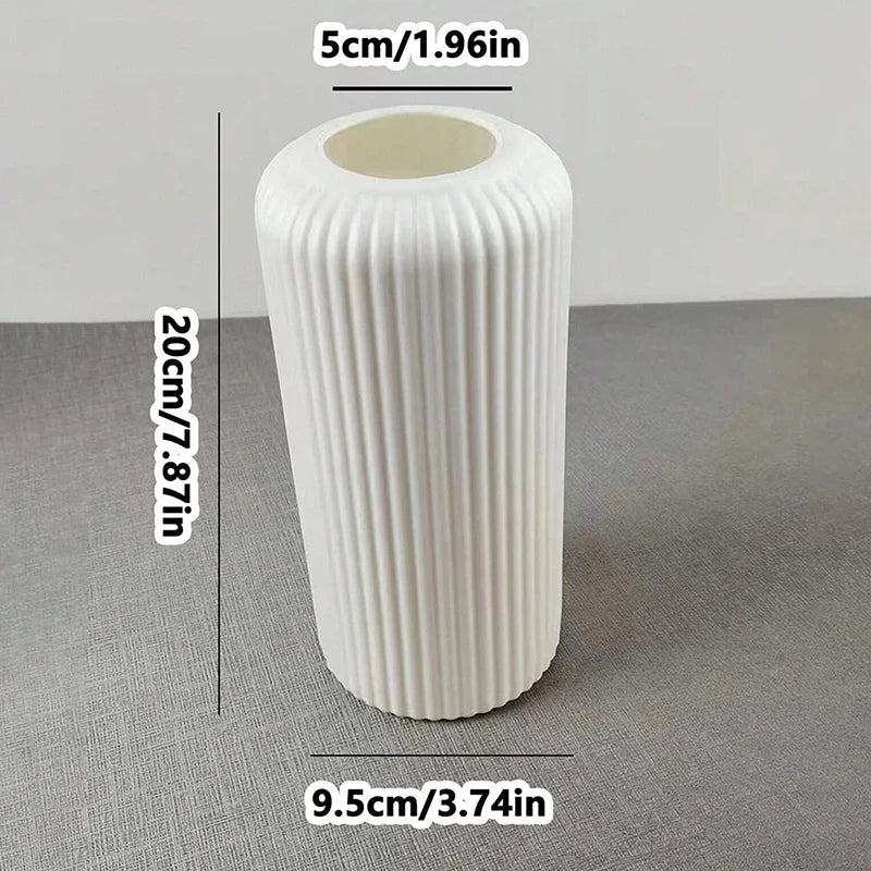 Striped Ceramic-Like Plastic Vase For Flowers Decorative Floral Arrangement Display Creative Little Flower Vase