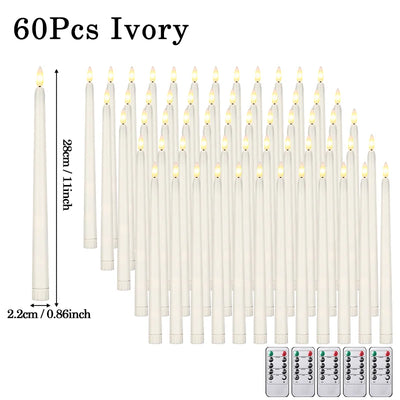 120-12Pcs Flameless Taper Candles Battery Operated LED Candle Flickering Candles Faux Candle Halloween Christmas Wedding Decor