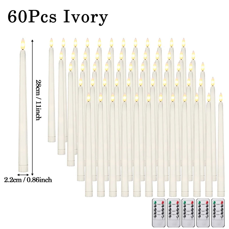 120-12Pcs Flameless Taper Candles Battery Operated LED Candle Flickering Candles Faux Candle Halloween Christmas Wedding Decor