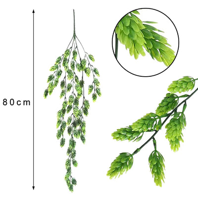 80cm Artificial Hops Flower Vine Garland Plant Fake Hanging Vine Hops Faux Hops Artificial Hanging Plants for Home Garden Decor