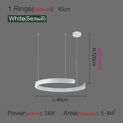 Mininalist Circle Rings Ceiling Chandeliers Hanging Pendant Lighting for Living Room Staircase Hotel Decor Art Suspension Lustre