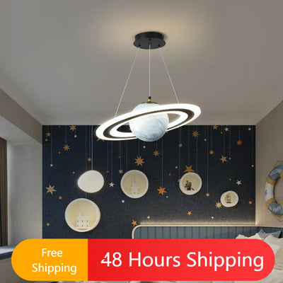 Saturn Pendant Lights for Children Bedroom Modern Led Hanging Lamp Planet Decoration Kids Lighting Ceiling Chandeliers Modern