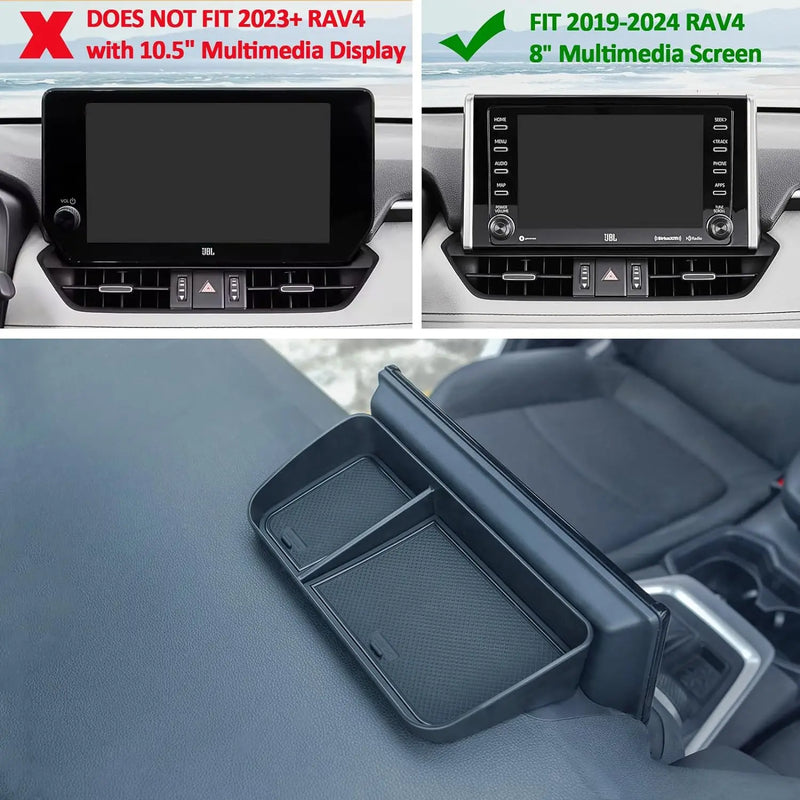 Dash Center Console Tray Compatible with 2019-2023 2024 Toyota Rav4 Accessories Solid Plastic Tissue Sunglasses Holder