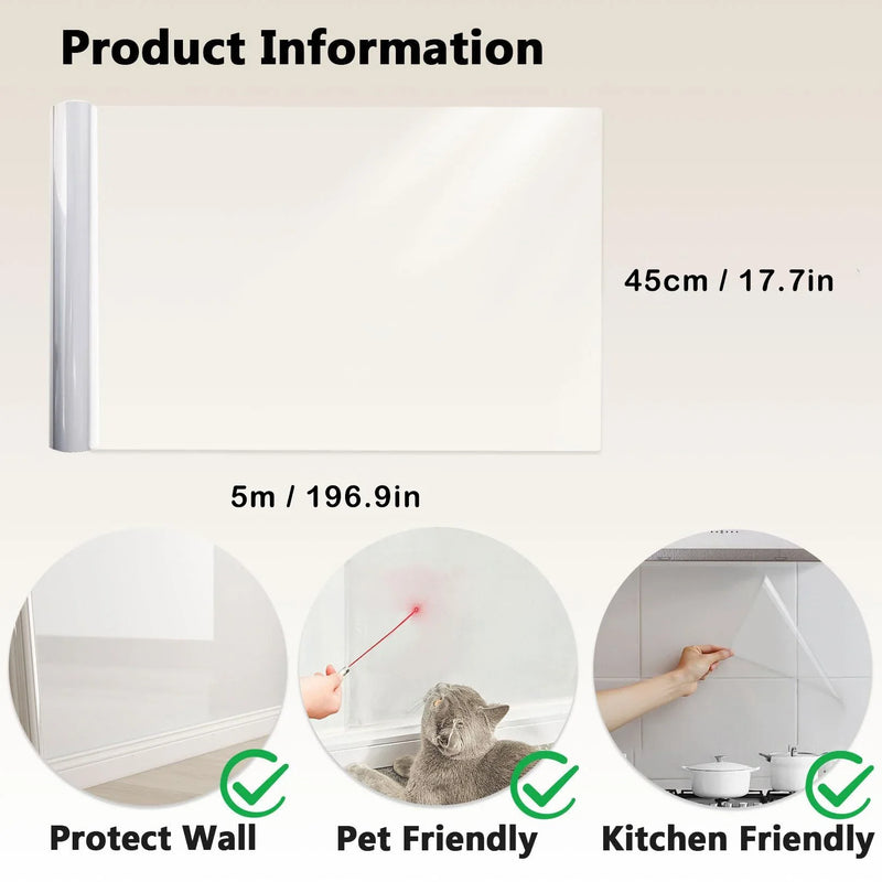 45-90cm Transparent Wall Protective Film Stickers Kitchen Oil-Proof Sticker Electrostatic Protection Paper Waterproof Wallpaper