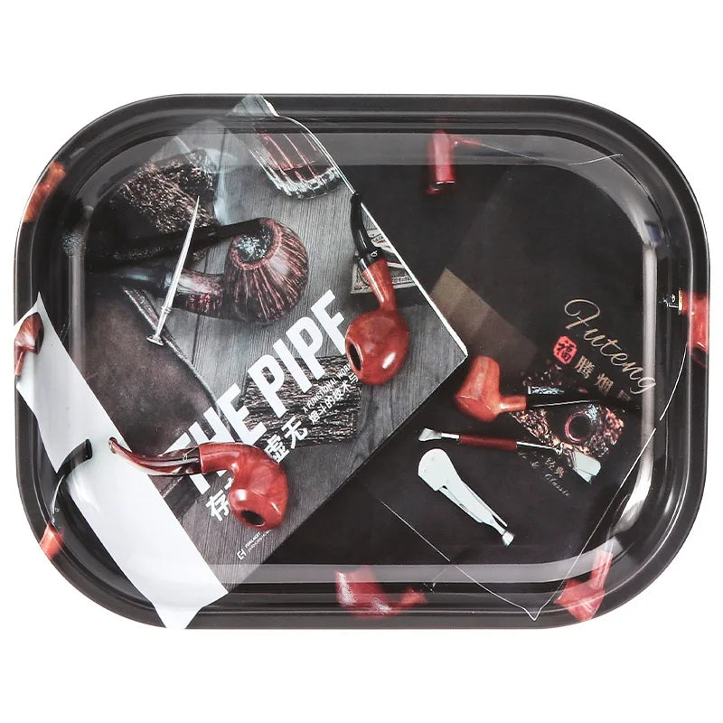 18*14cm Metal Tobacco Rolling Tray Cigarette smoking Accessories Dish Tin Storage Plate Small Roller Container