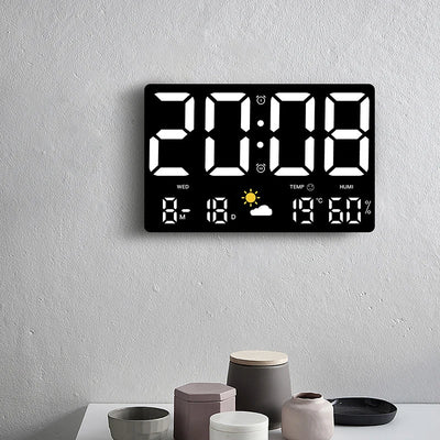 Smart Mute LED Large-Screen Wall Clock Temperature and Humidity Display Weather Clock Multi-Function Color Digital Alarm Clock