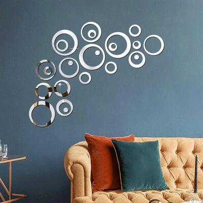 3D Mirror Wall Sticker Self-Adhesive Circular Art Mirror Decals DIY Background Living Room Bedroom Decoration Wall Stickers