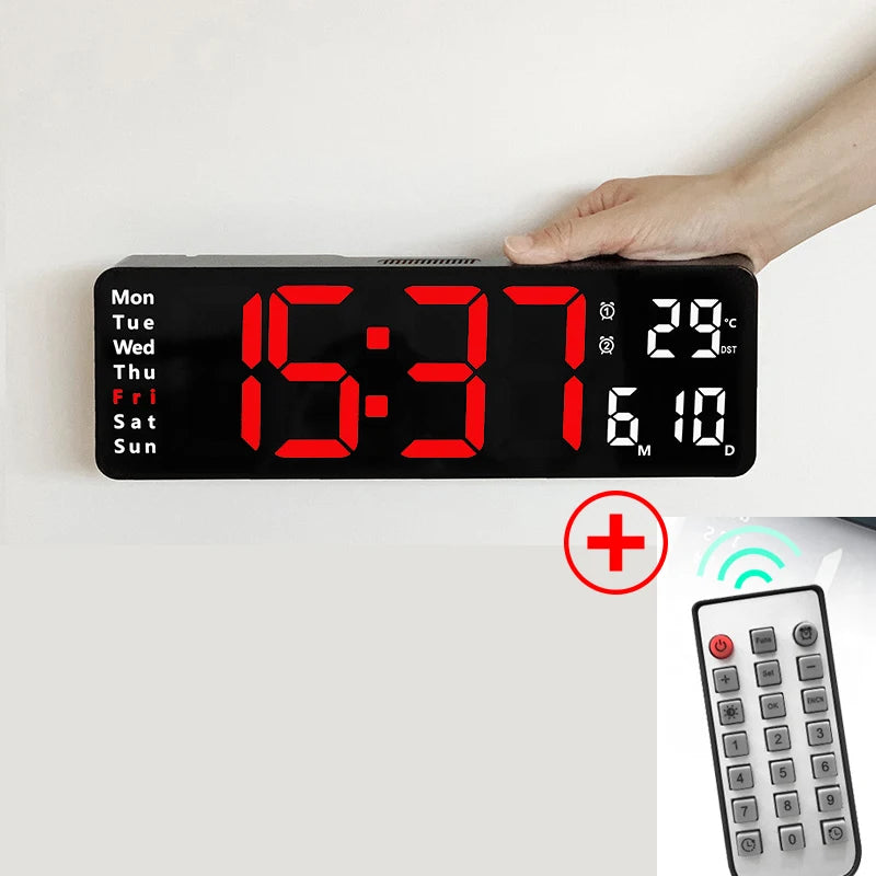 Smart Mute LED Electronic Night Alarm Wall Clock Modern Desk Clock Minimalist Thermometer Calendar Time Cube Clock Home Decor