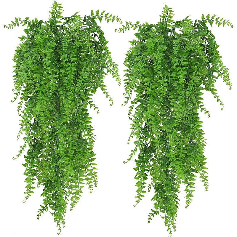 2PCS 80cm Artificial Hanging Plants Fake Hanging Plant Faux Eucalyptus Leaf Greenery Vine Outdoor UV Resistant Plastic Plants