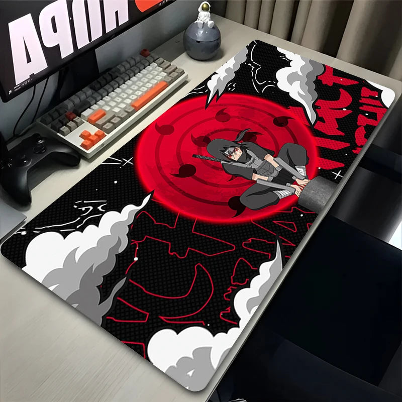 Japan Cool Anime Mouse Pad Laptop Red Moon Gaming Keyboard Rug XL N-narutoS Mousepad PC I-itachi Gamer U-uchiha Cabinet Desk Mat