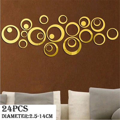 3D Mirror Wall Sticker Self-Adhesive Circular Art Mirror Decals DIY Background Living Room Bedroom Decoration Wall Stickers