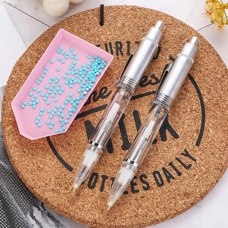 5D DIY Point Drill Pencil with Lighting Luminous White Diamonds Painting Accessories Art Handmade Multifunctional for Kids Adult