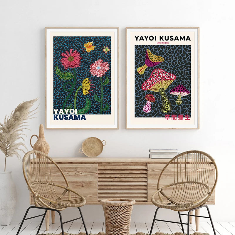 Japanese Minimalist Poster Yayoi Kusama Canvas Paintings Abstract Art Print Wall Art Picture for Living Room Cuadros Home Decor