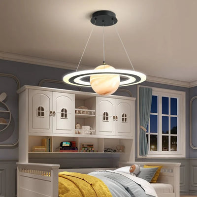 Saturn Pendant Lights for Children Bedroom Modern Led Hanging Lamp Planet Decoration Kids Lighting Ceiling Chandeliers Modern