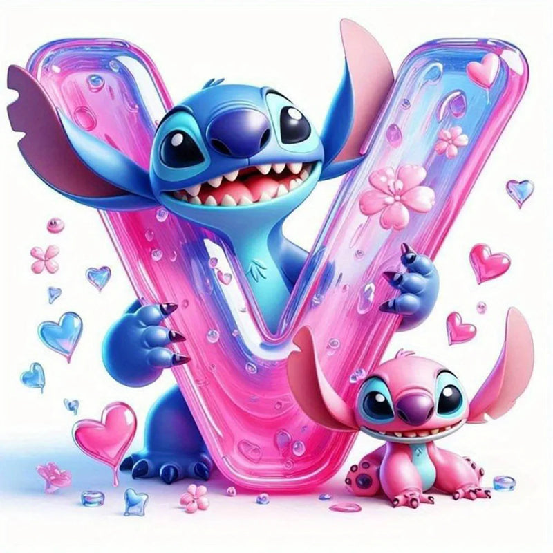 Disney DIY Cartoon Diamond Painting Letter Lilo And Stitch Full Drill Diamond Mosaic Heart Handicraft Embroidery Christmas Gift