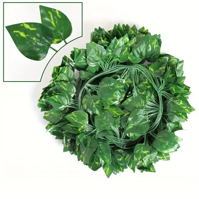 100/2M Artificial Green Ivy Vine Garland Fake Leaf Plants Rattan Hanging Creeper Garlands for Garden Wedding Party Wall Decor