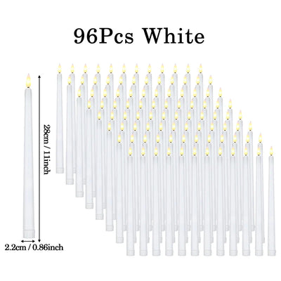 160-12Pcs LED Taper Candle with Flickering Flame Flameless Battery Operated Candles for Wedding Valentine Dinner Decoration