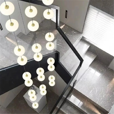 Nordic Oval Ball Led pendant lamp Long strip white staircase lamp living room designer Villa building Cluster Suspension lamp