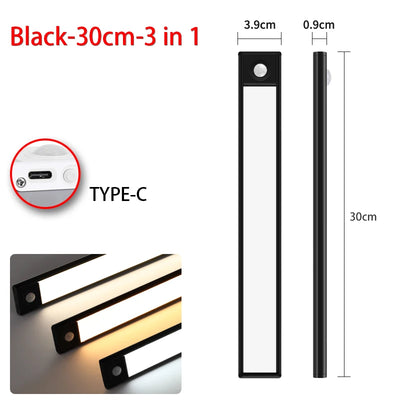 LED Ultra Thin Under Cabinet Lights Motion Sensor night light Wireless Rechargeable 3 Color Lamp Kitchen Closet Cabinet Lighting