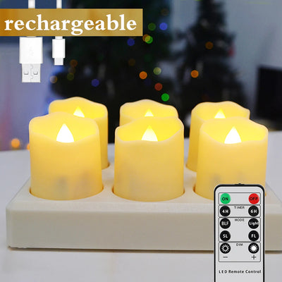 6 Pcs LED Candles With USB Charging Flameless Flicker Rechargeable Candles Timer Remote Control Party Home Decoration Led Light