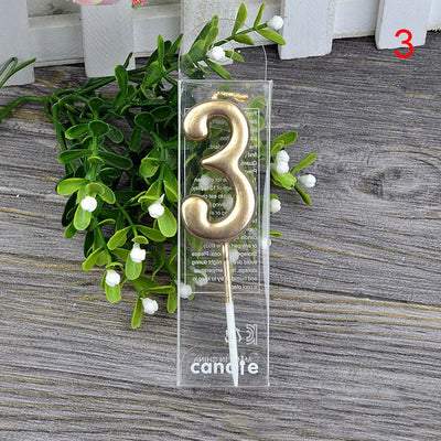 1Pcs Gold Happy Birthday Number Cake Candles 0 1 2 3 4 5 6 7 8 9 Cake Topper Kids Girls Boys Bar Baby Party Supplies Decoration