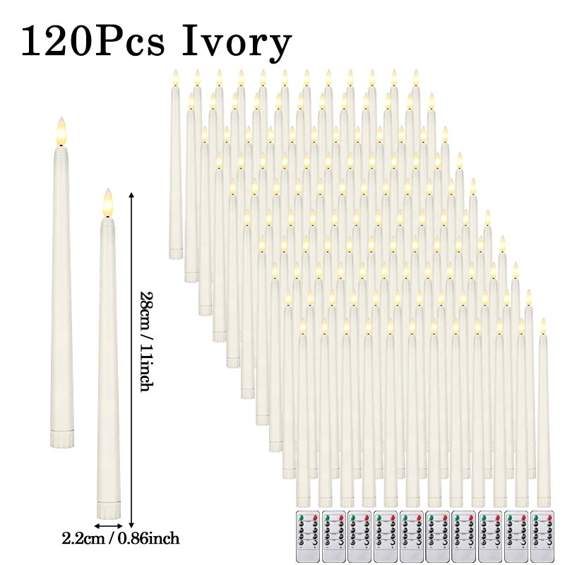 120-12Pcs Flameless Taper Candles Battery Operated LED Candle Flickering Candles Faux Candle Halloween Christmas Wedding Decor